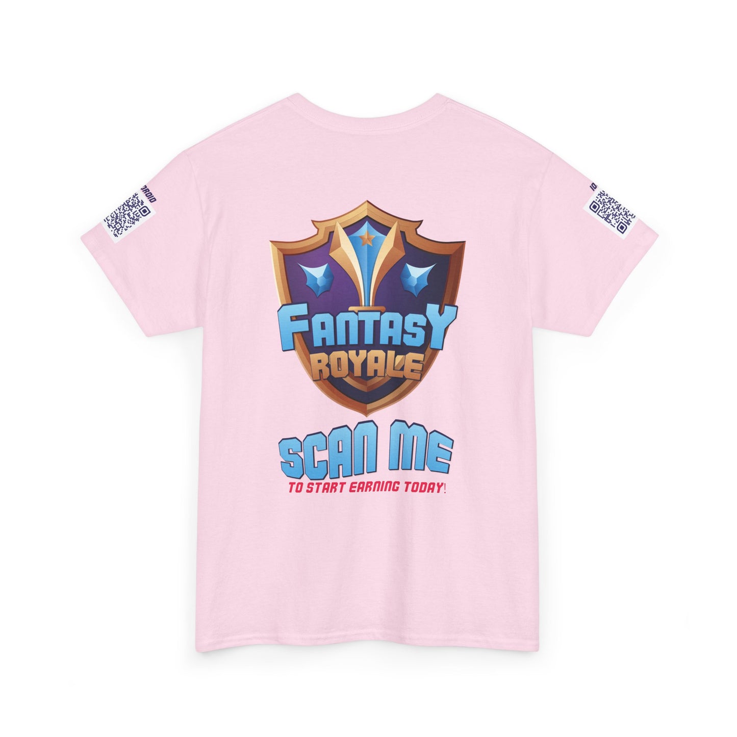 Fantasy Royale T‑Shirt — 'Scan Me to Start Earning Today' Gaming Logo Tee