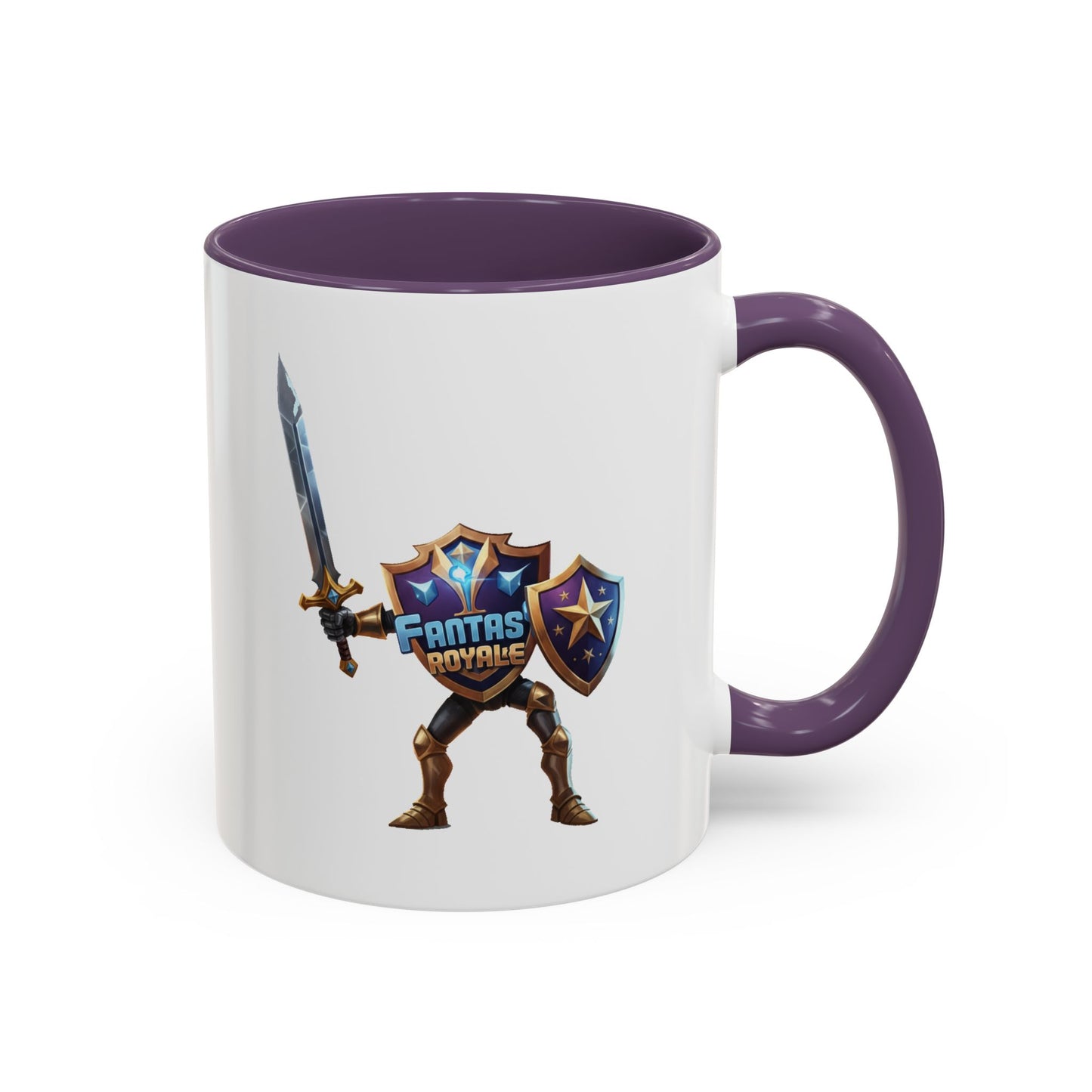 Fantasy Royale Coffee Mug — Gamer Sword & Shield Accent Mug (11/15oz)