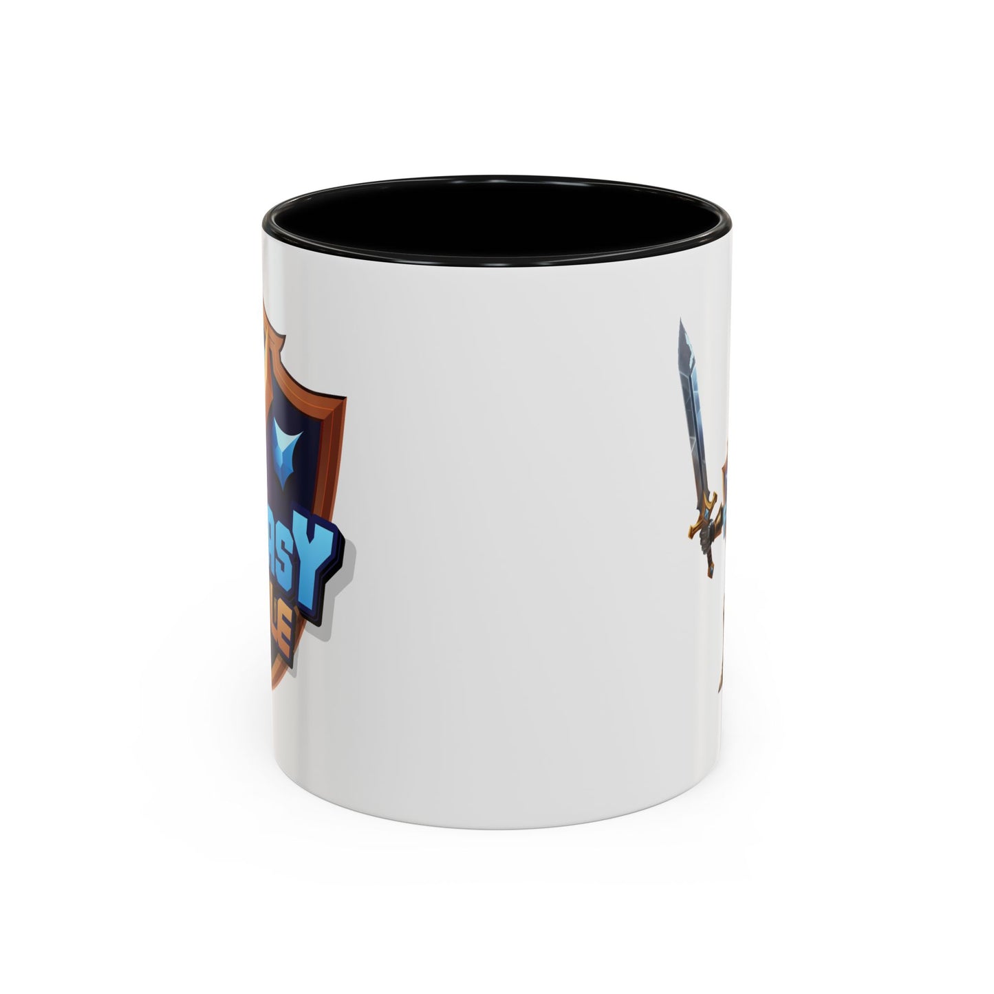 Fantasy Royale Coffee Mug — Gamer Sword & Shield Accent Mug (11/15oz)