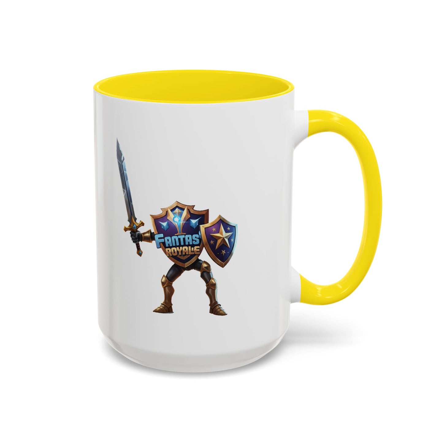 Fantasy Royale Coffee Mug — Gamer Sword & Shield Accent Mug (11/15oz)