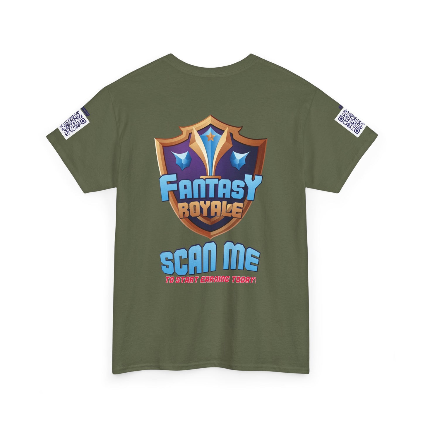 Fantasy Royale T‑Shirt — 'Scan Me to Start Earning Today' Gaming Logo Tee