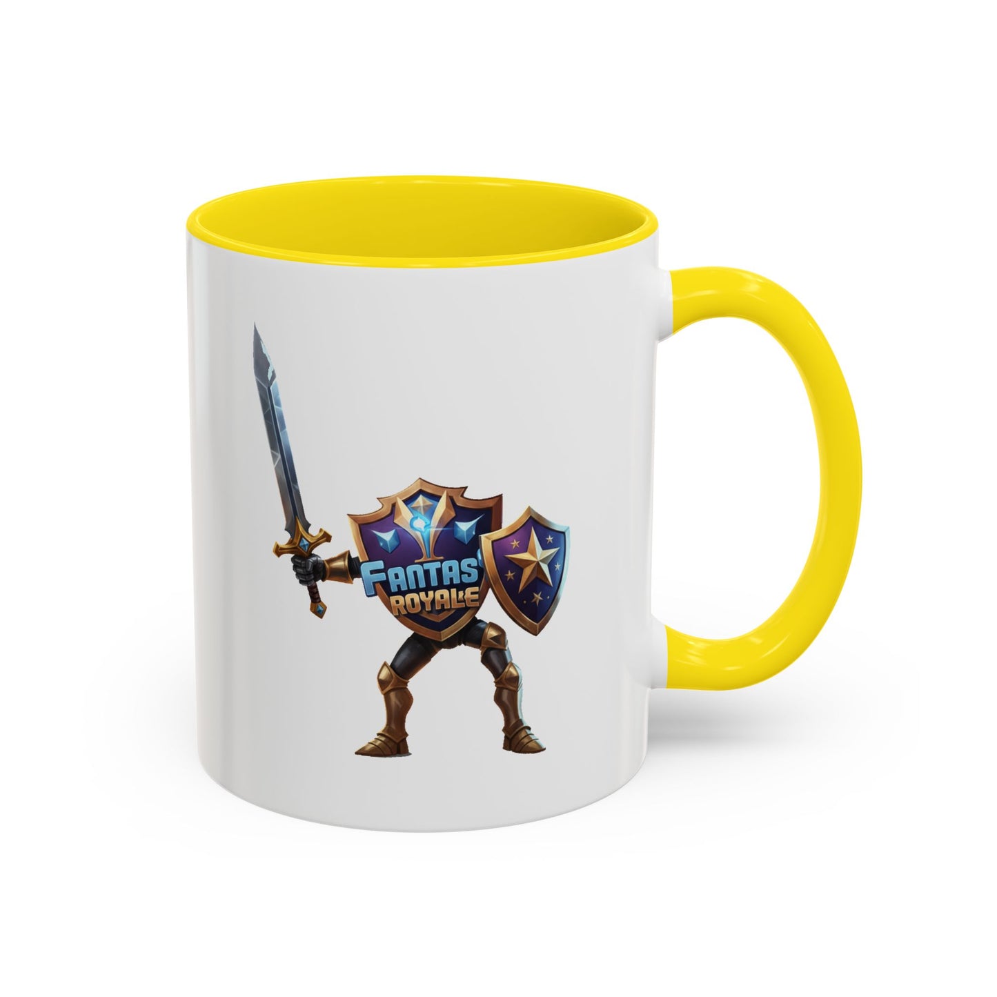 Fantasy Royale Coffee Mug — Gamer Sword & Shield Accent Mug (11/15oz)