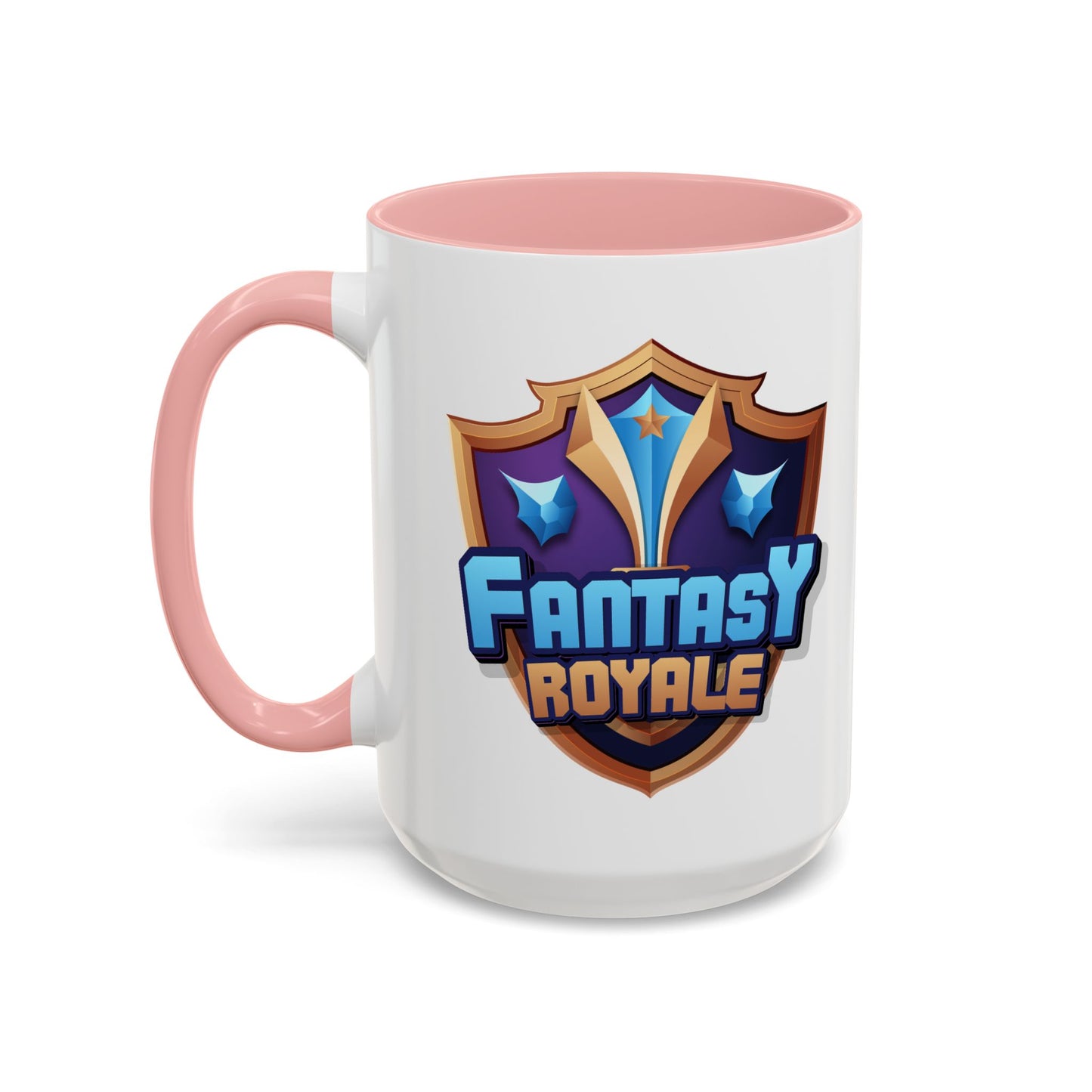 Fantasy Royale Coffee Mug — Gamer Sword & Shield Accent Mug (11/15oz)