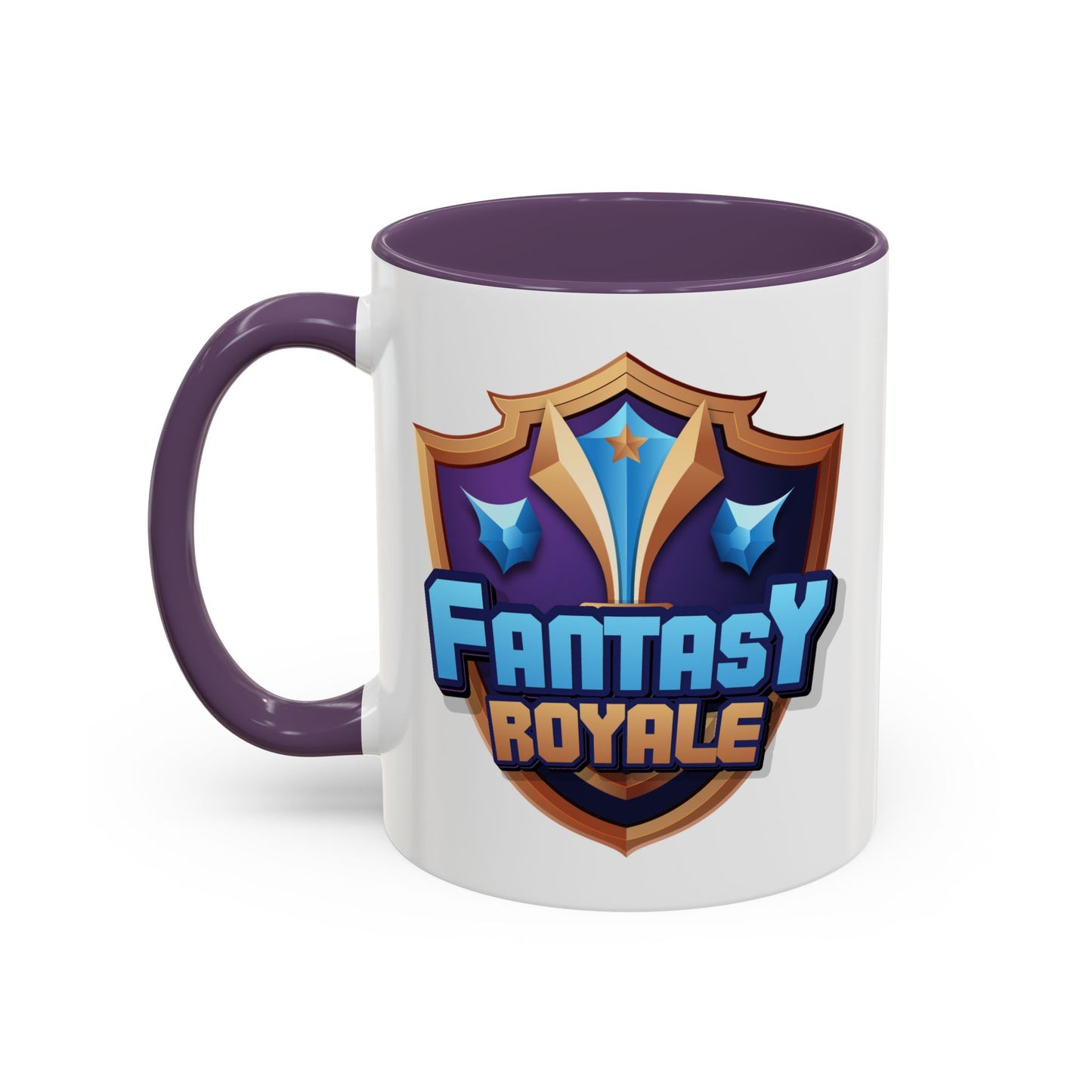 Fantasy Royale Coffee Mug — Gamer Sword & Shield Accent Mug (11/15oz)