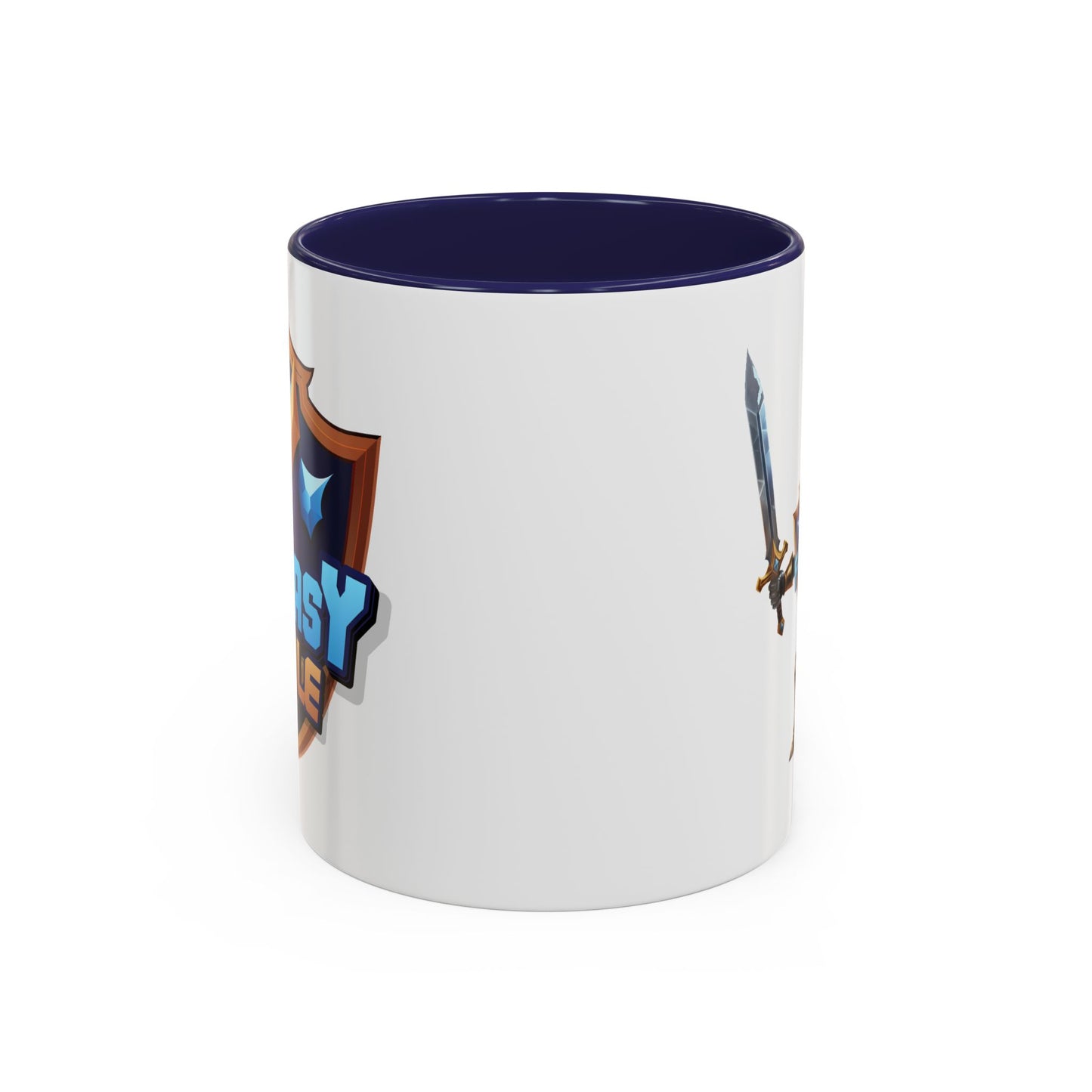 Fantasy Royale Coffee Mug — Gamer Sword & Shield Accent Mug (11/15oz)