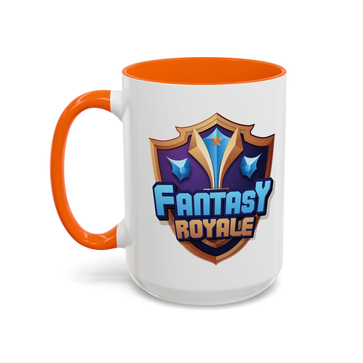 Fantasy Royale Coffee Mug — Gamer Sword & Shield Accent Mug (11/15oz)