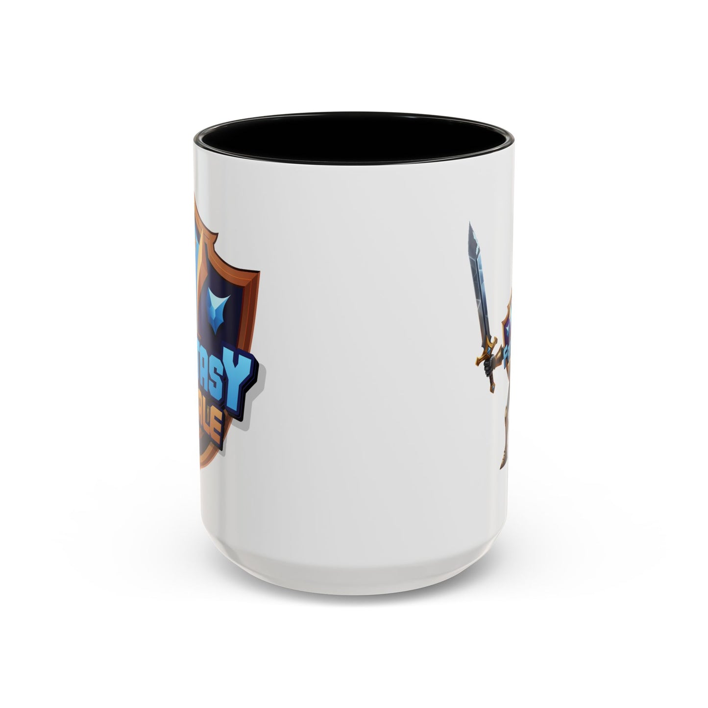 Fantasy Royale Coffee Mug — Gamer Sword & Shield Accent Mug (11/15oz)