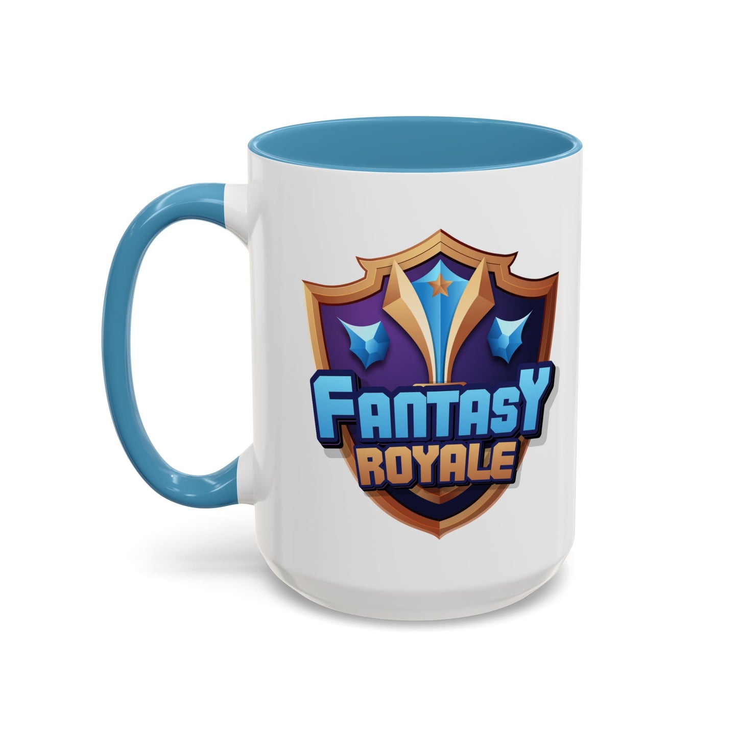 Fantasy Royale Coffee Mug — Gamer Sword & Shield Accent Mug (11/15oz)