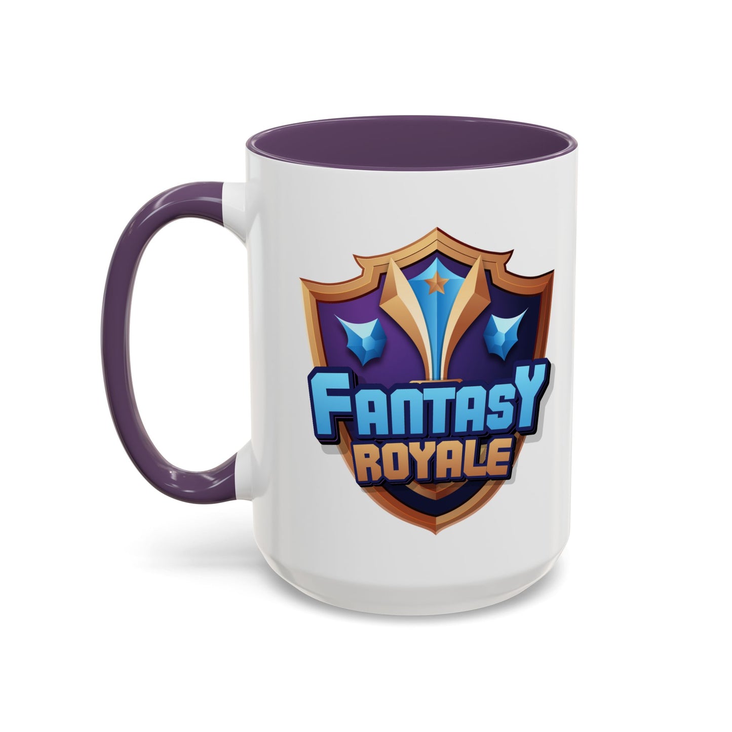 Fantasy Royale Coffee Mug — Gamer Sword & Shield Accent Mug (11/15oz)