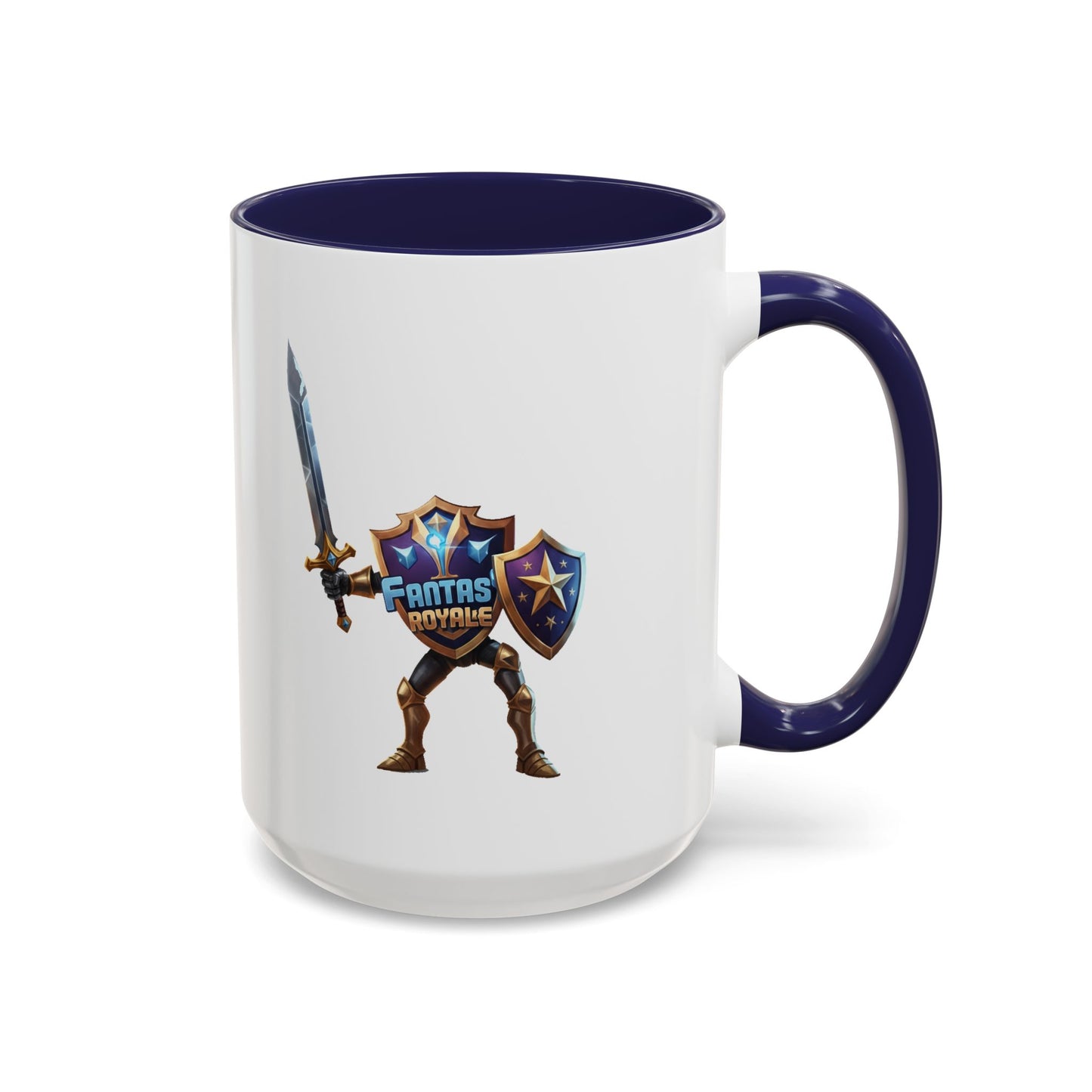 Fantasy Royale Coffee Mug — Gamer Sword & Shield Accent Mug (11/15oz)