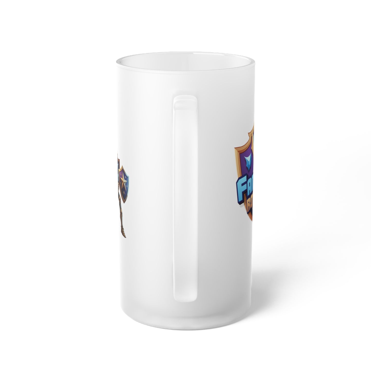 Frosted Beer Mug — Fantasy Shield & Sword Gamer Logo