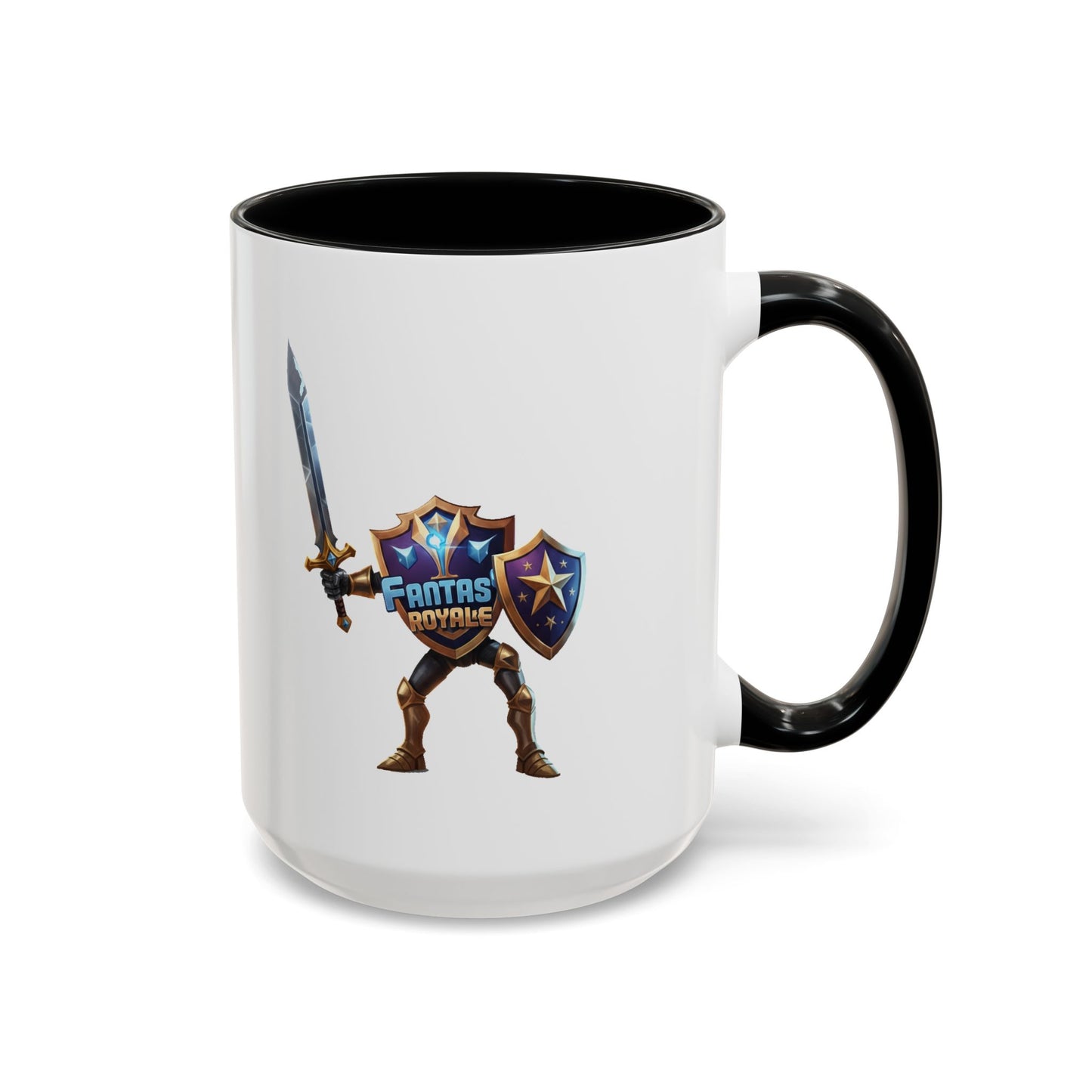 Fantasy Royale Coffee Mug — Gamer Sword & Shield Accent Mug (11/15oz)
