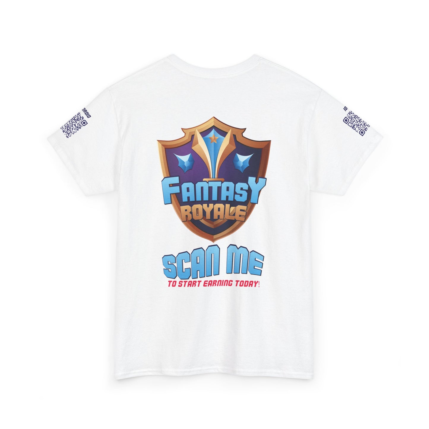 Fantasy Royale T‑Shirt — 'Scan Me to Start Earning Today' Gaming Logo Tee