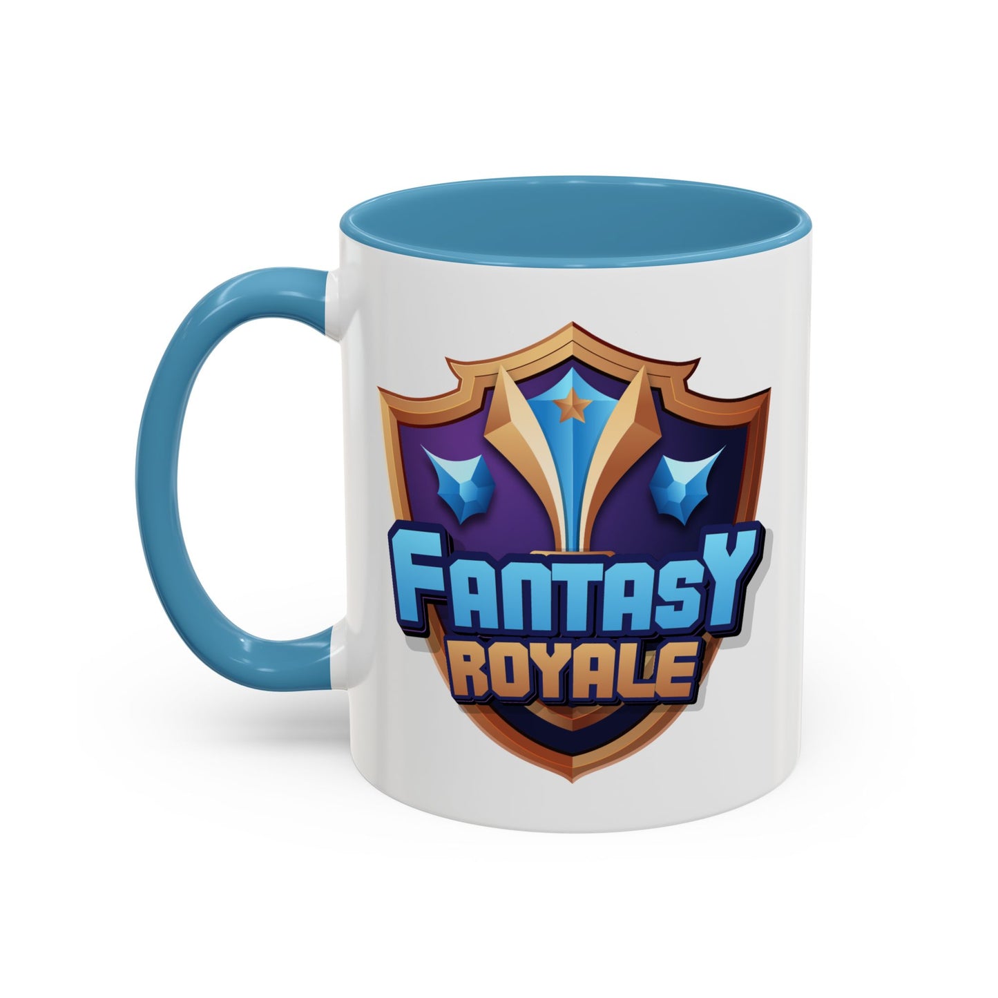 Fantasy Royale Coffee Mug — Gamer Sword & Shield Accent Mug (11/15oz)