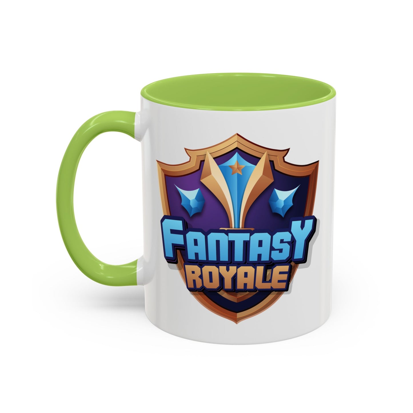 Fantasy Royale Coffee Mug — Gamer Sword & Shield Accent Mug (11/15oz)