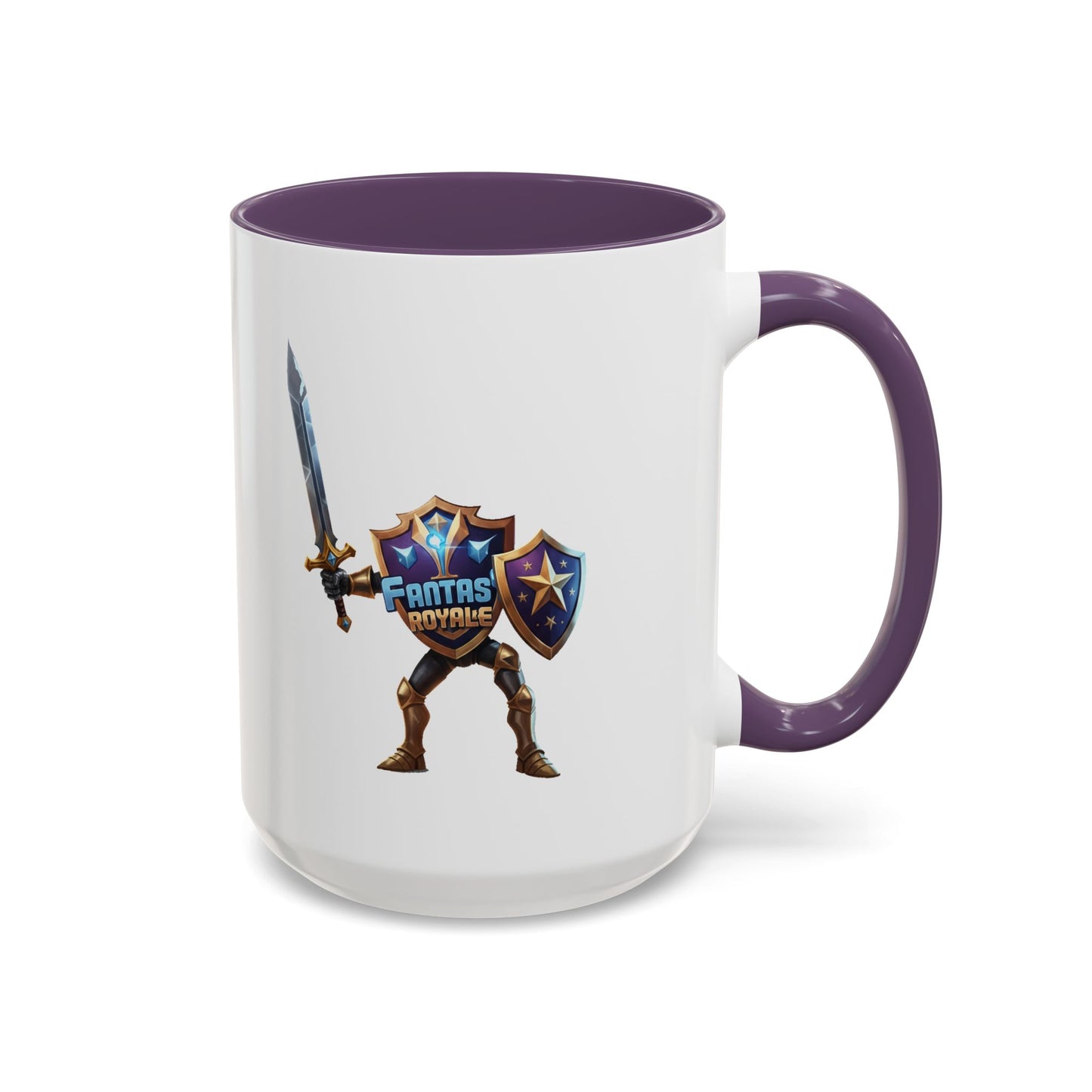 Fantasy Royale Coffee Mug — Gamer Sword & Shield Accent Mug (11/15oz)