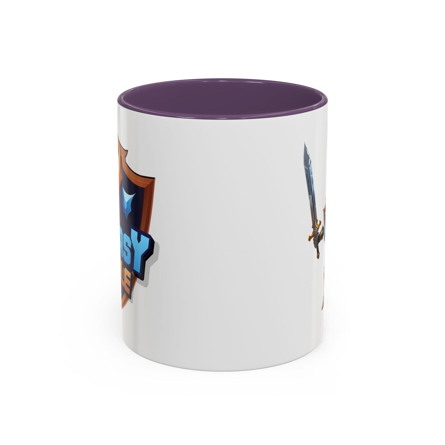 Fantasy Royale Coffee Mug — Gamer Sword & Shield Accent Mug (11/15oz)