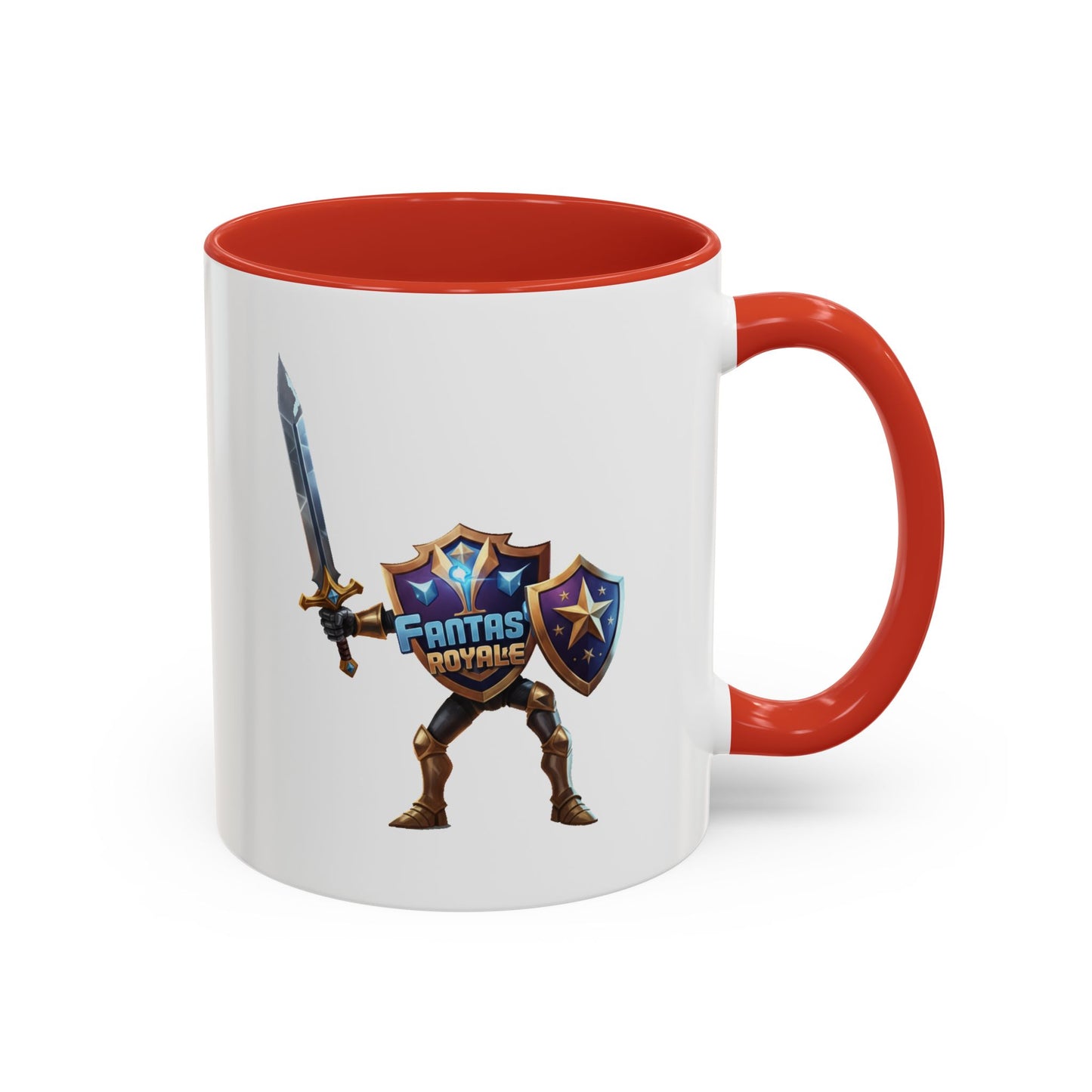 Fantasy Royale Coffee Mug — Gamer Sword & Shield Accent Mug (11/15oz)