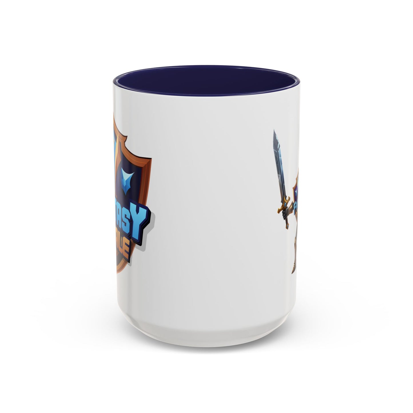 Fantasy Royale Coffee Mug — Gamer Sword & Shield Accent Mug (11/15oz)