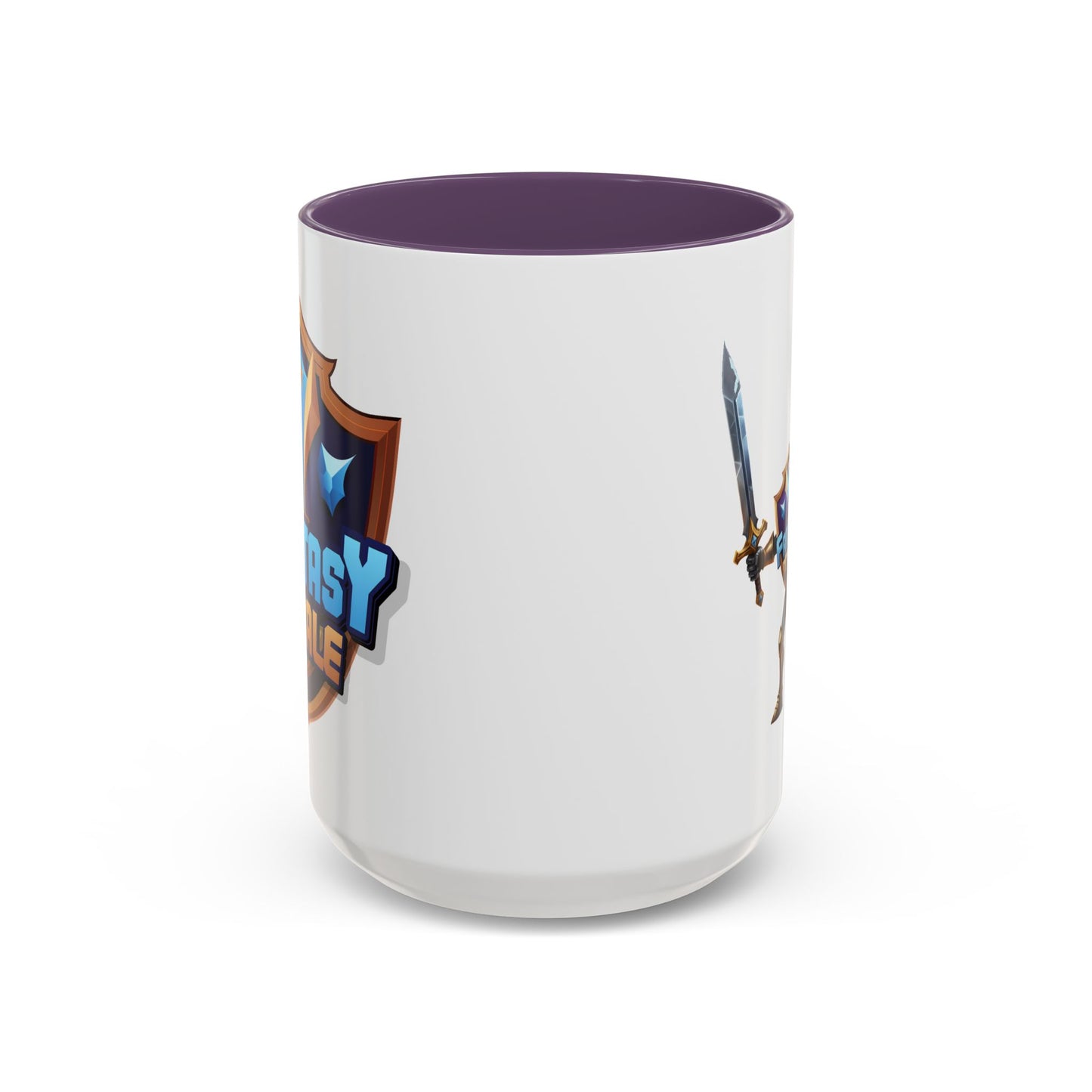 Fantasy Royale Coffee Mug — Gamer Sword & Shield Accent Mug (11/15oz)